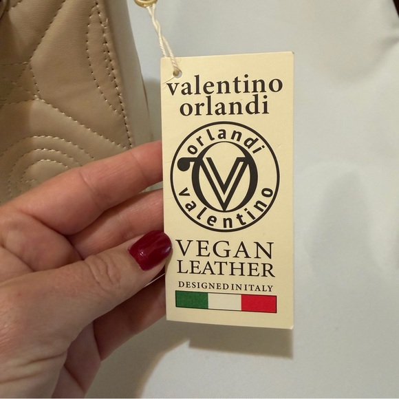 Valentino Orlandi Light Taupe Quilted Vegan Leather Hand Bag - NWT - Picture 4 of 14